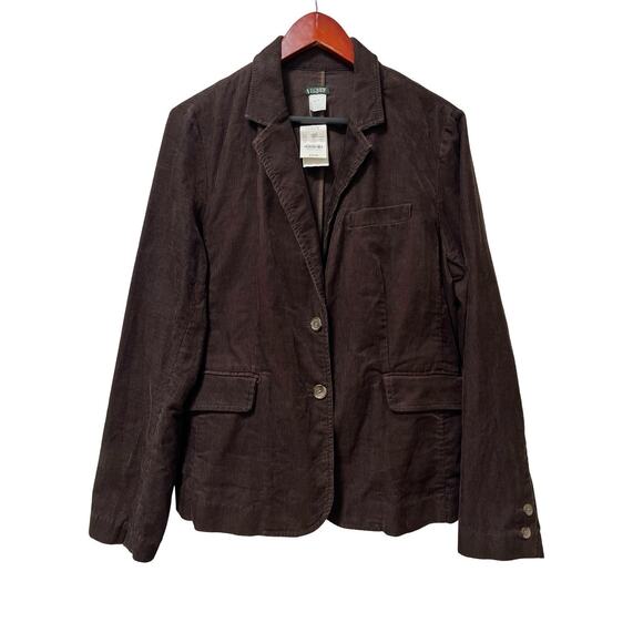J Crew Womens Corduroy Single Breasted Cotton Blazer Size 14 Brown Dark Academia - Picture 1 of 7